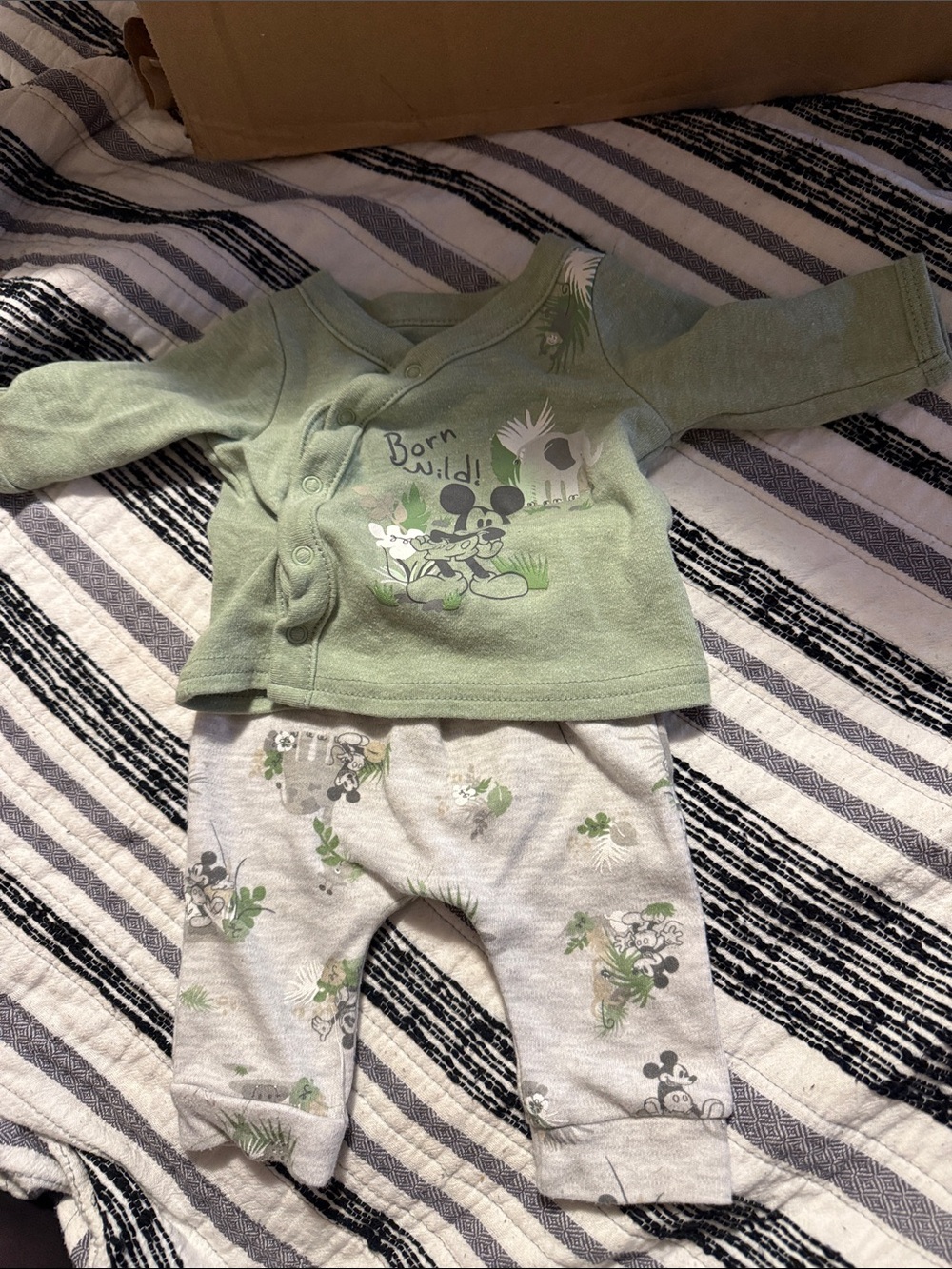 Disney Baby Gray and Light Blue Printed Infant Set